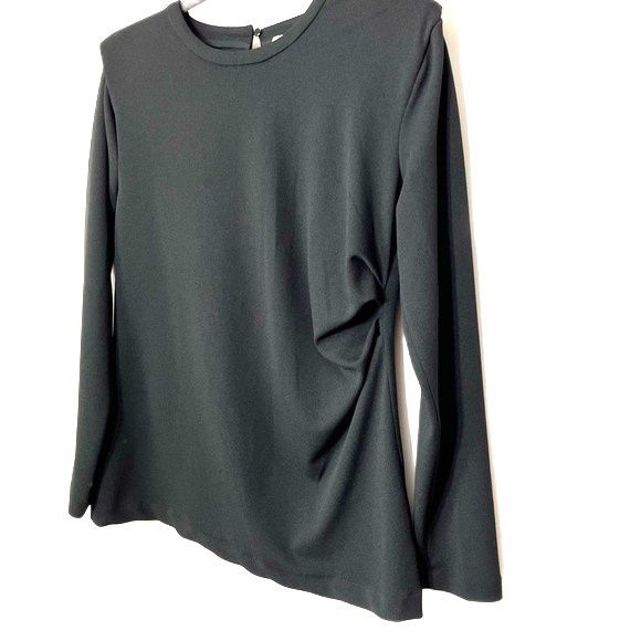 Halston Puckered Long Sleeve Top Black Size Small NWT - Picture 3 of 10